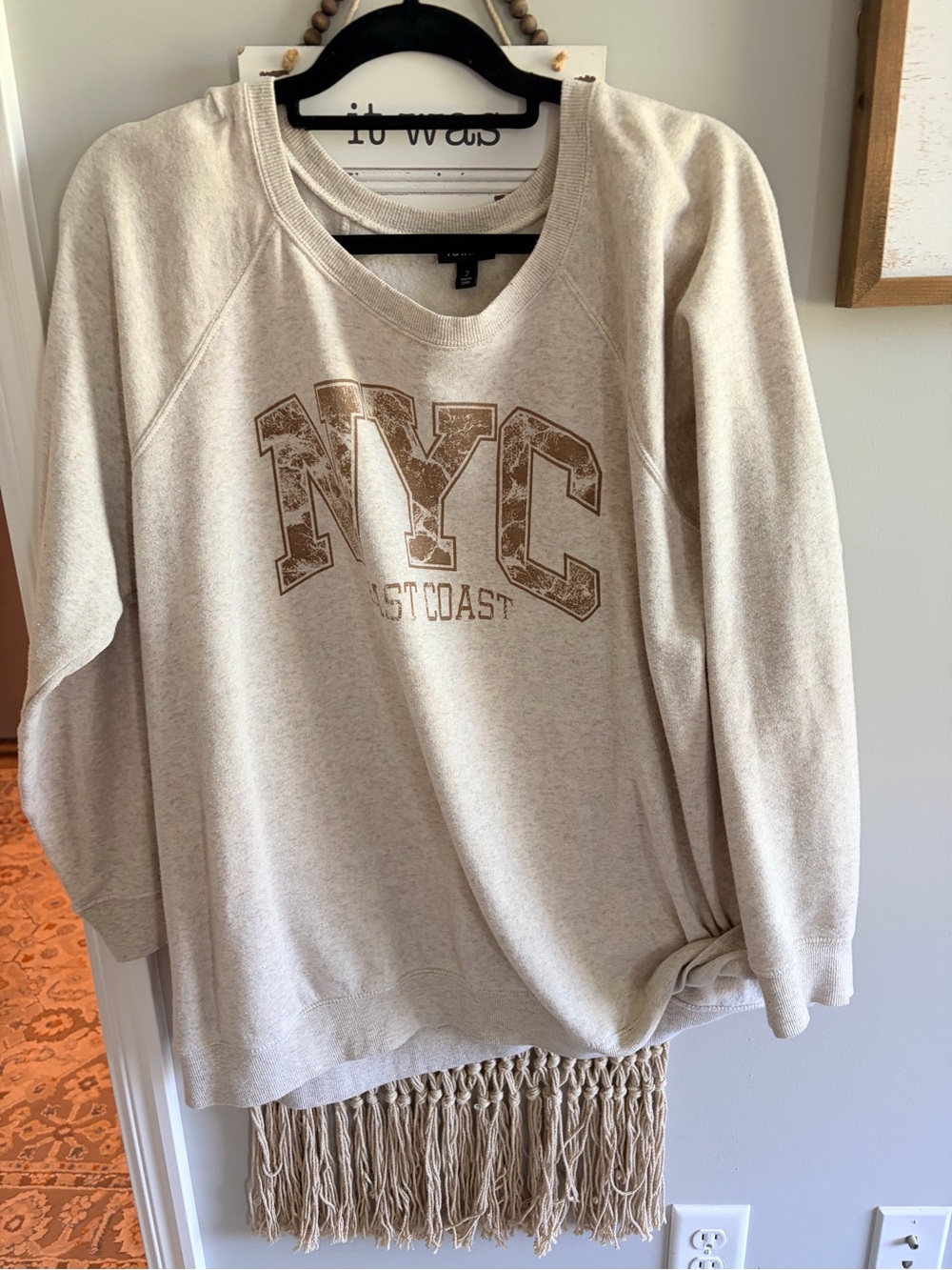 torrid NYC Cream Cozy Fleece Sweatshirt